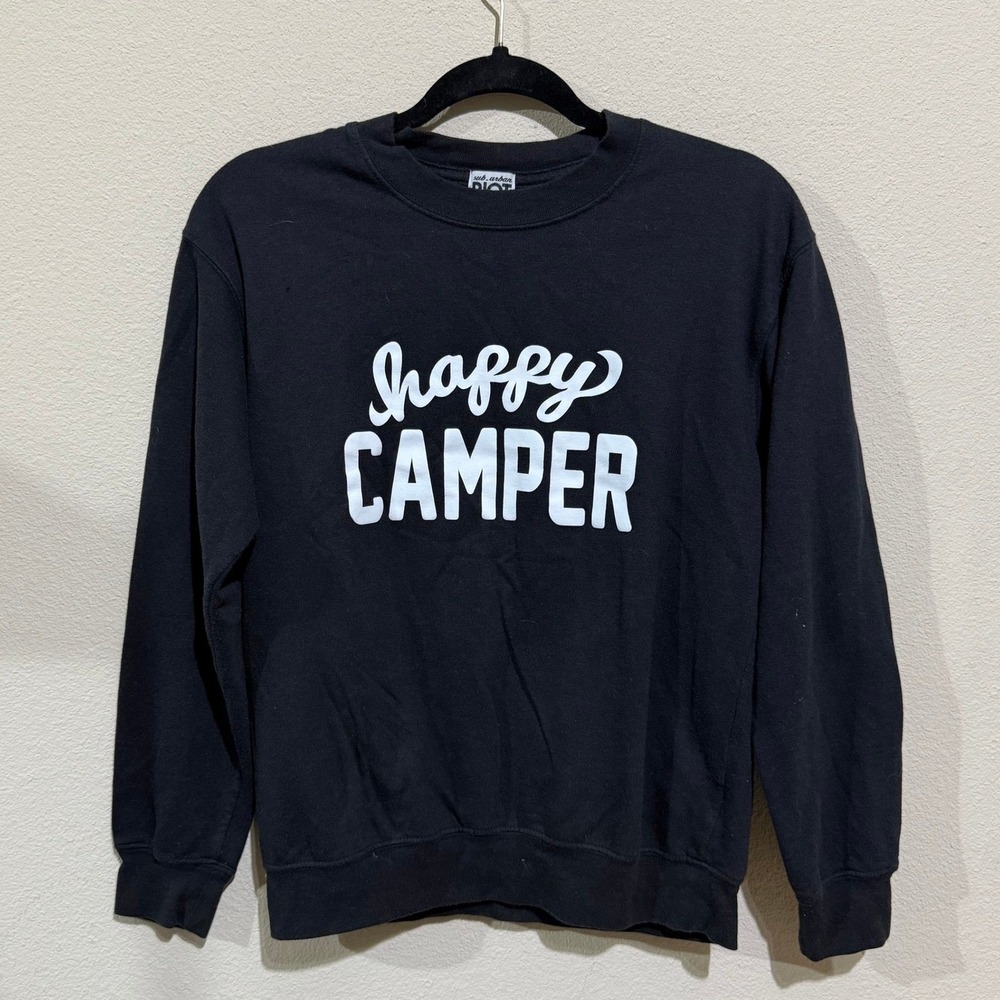Sub Urban Riot Sweatshirt Womens S Black Good Happy Camper Graphic Pullover